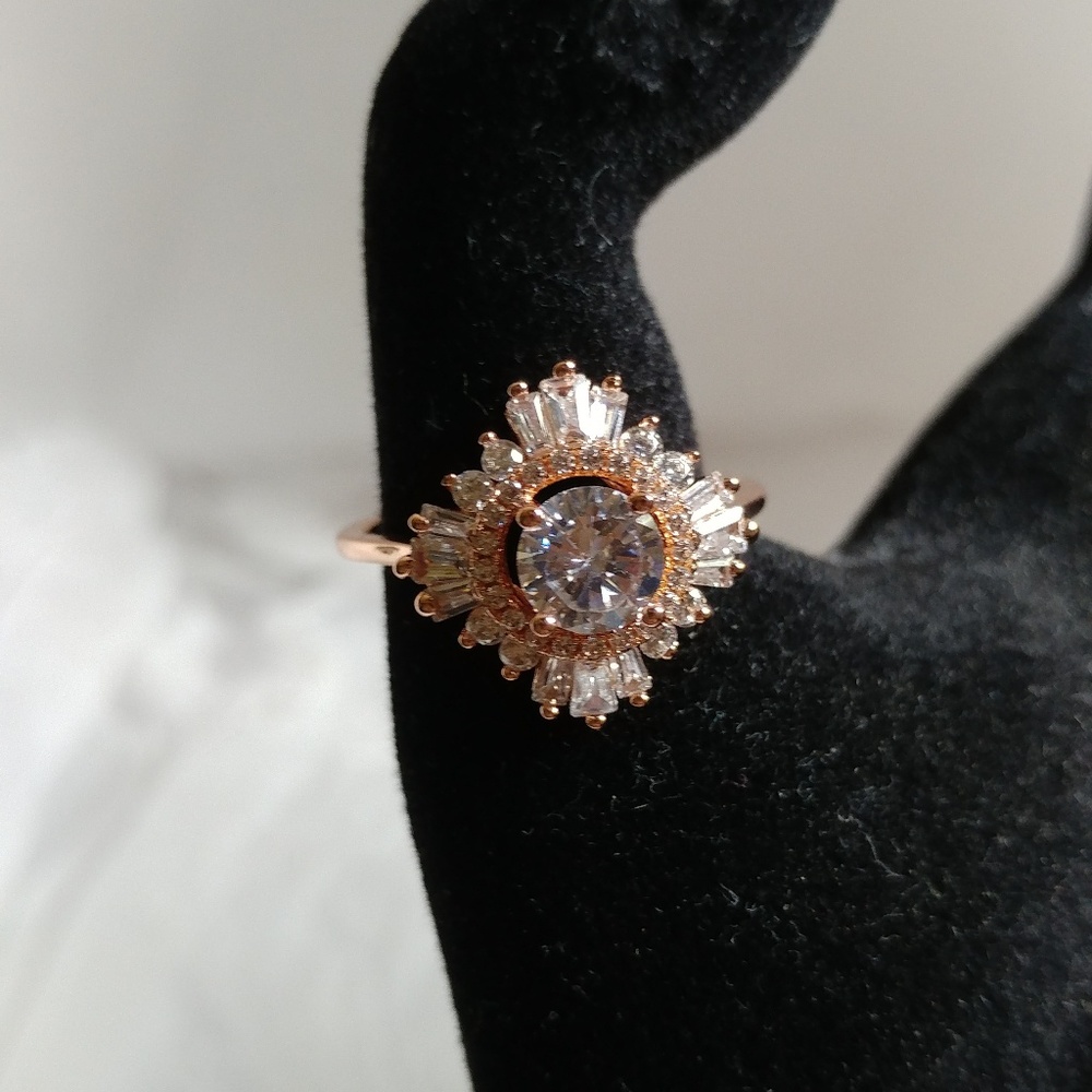 Rose Gold Plated Ring with Clear Center Stone